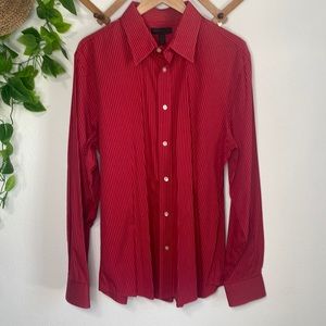Express Design Studio Pinstripe Dress Shirt red & white Mens X-Large